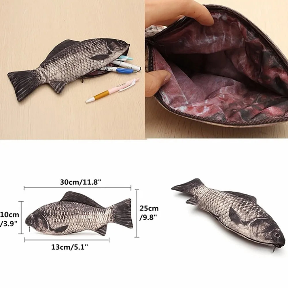 Realistic Fish Shape Pencil Case & Makeup Pouch with Zipper