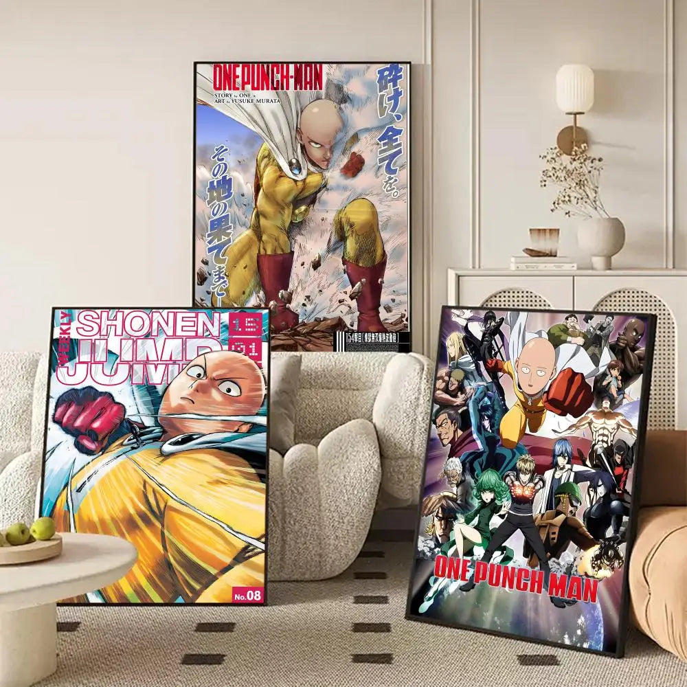 One Punch Man Anime Poster Self-Adhesive Wall Art Sticker