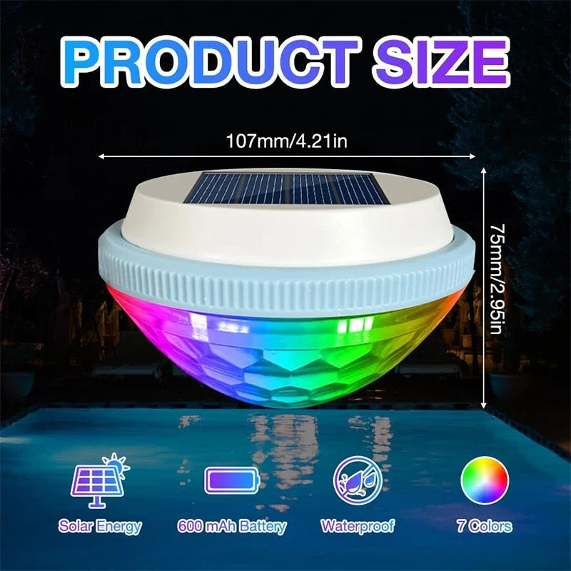 Solar RGB LED Floating Pool Lights – IPX6 Waterproof 1–2 Pack