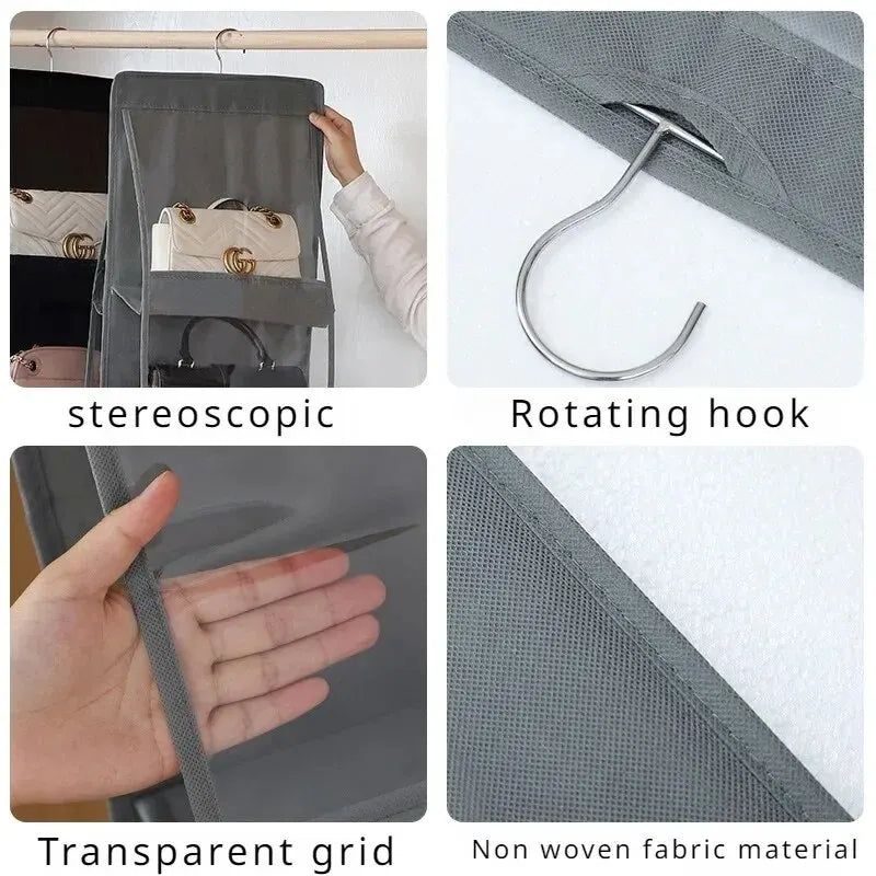 Hanging Closet Organizer – 8 Clear Pockets for Bags & Purses