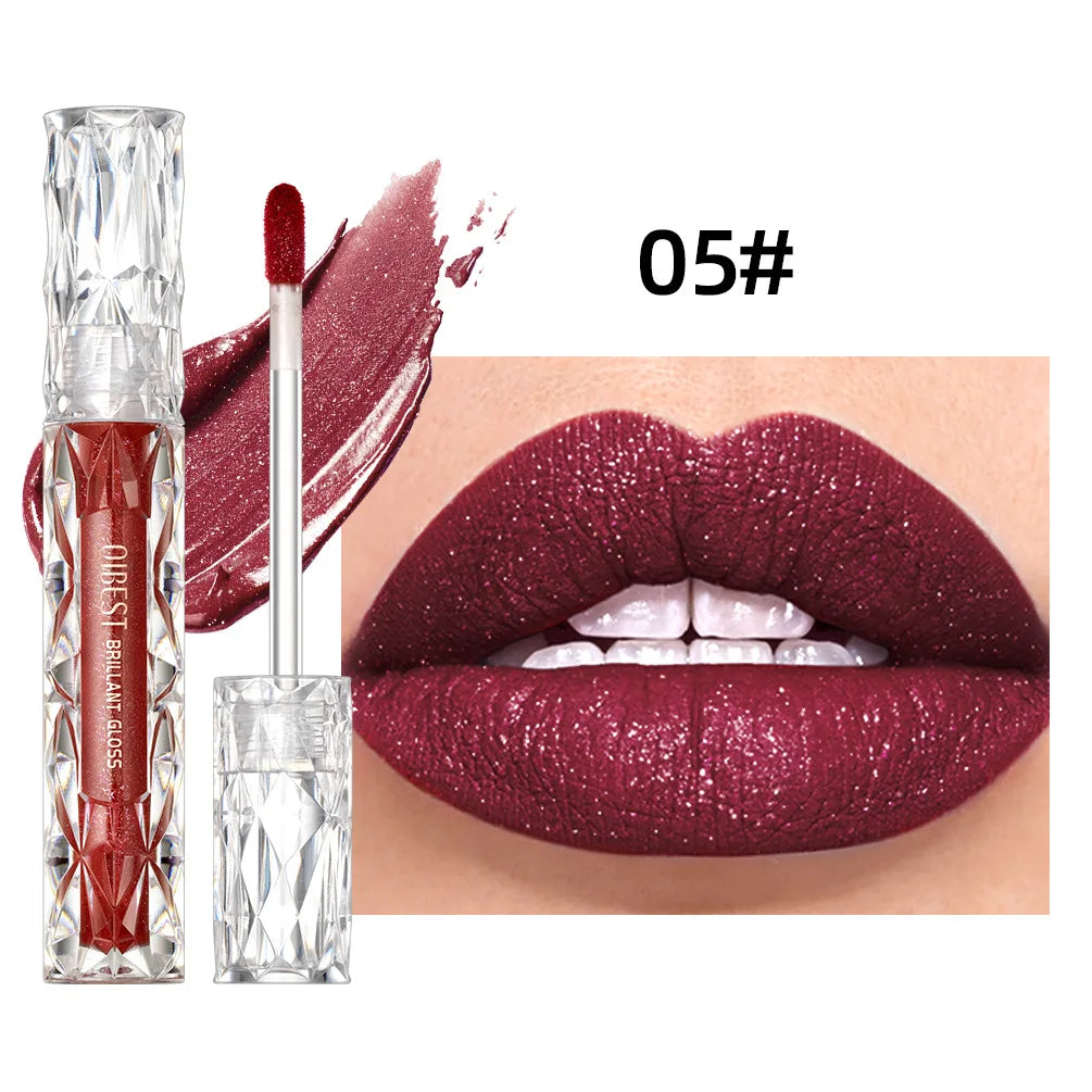 QiBest Diamond Shimmer Lip Gloss – 10 Colors Glitter Pearl Glaze