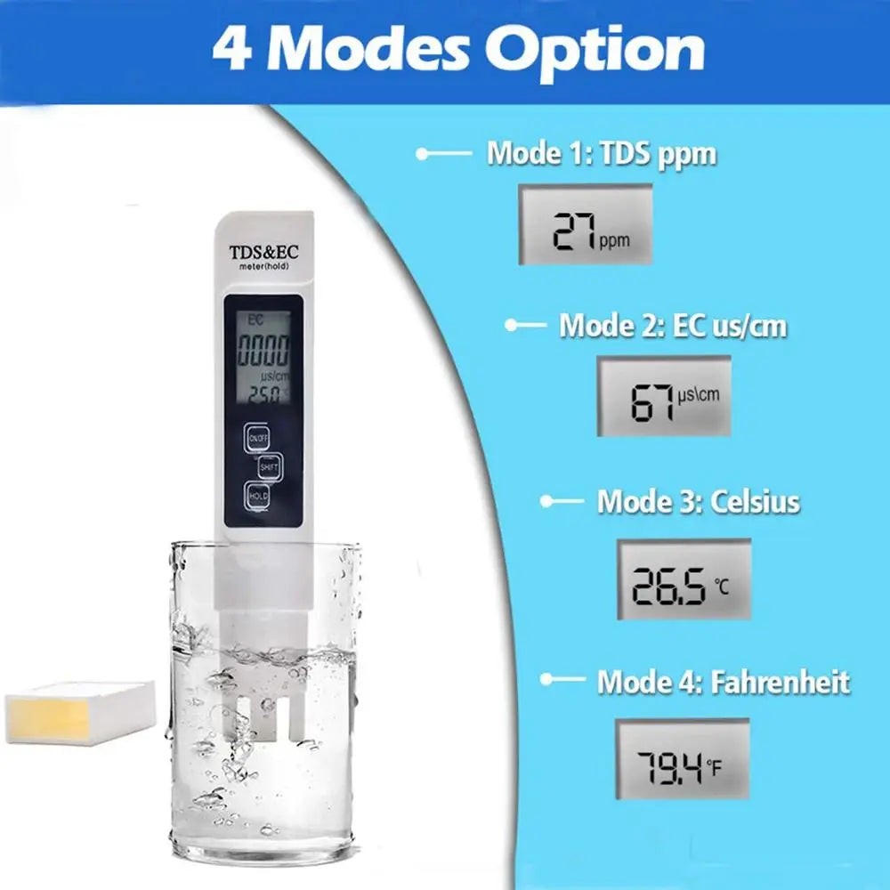 Digital TDS EC PPM Water Quality Tester Meter | 0–9990 LCD Pen