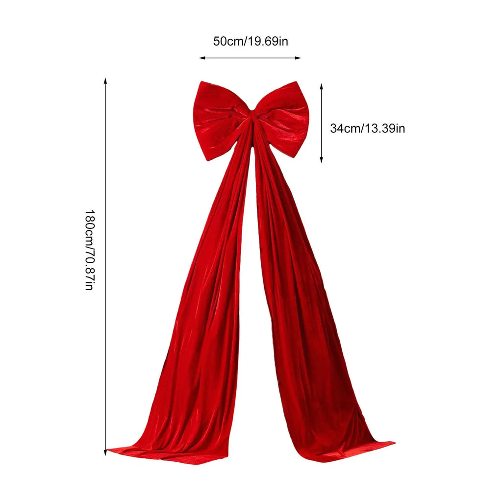 Large Velvet Christmas Tree Bow – 20x71 Inch Oversized Decor