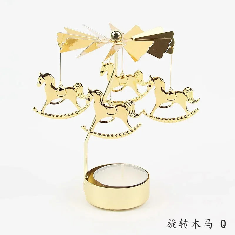 Gold Romantic Rotating Candlesticks Home Christmas Party Decoration