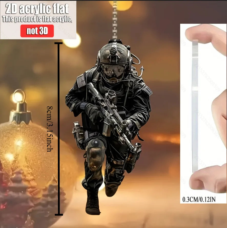 Acrylic Flat Facing Cat Gun Car Pendant Dog Riding Motorcycle