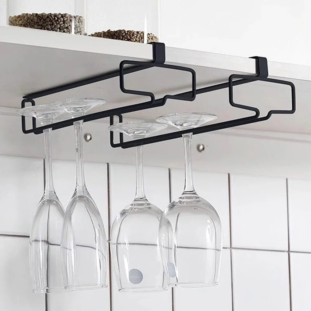 Hanging Wine Glass Rack – Wall-Mounted Iron Stemware Holder