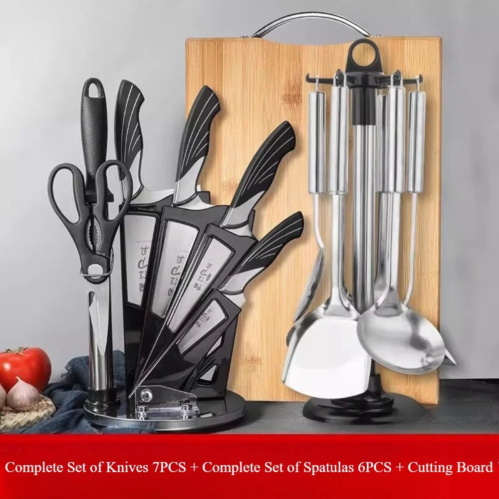 PLYS Kitchen Knife Set 7 & 14 Pc – Stainless Steel + Board