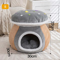 Mushroom Cat Bed Thickened Warm Winter Rabbit Plush Detachable