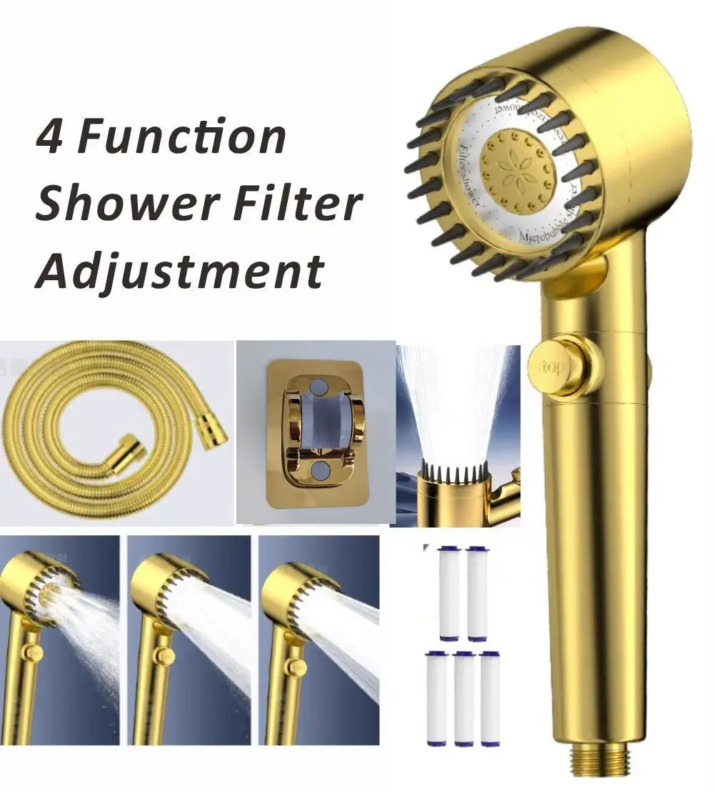 3-Mode High-Pressure Filtered Handheld Shower Head & Massage Brush