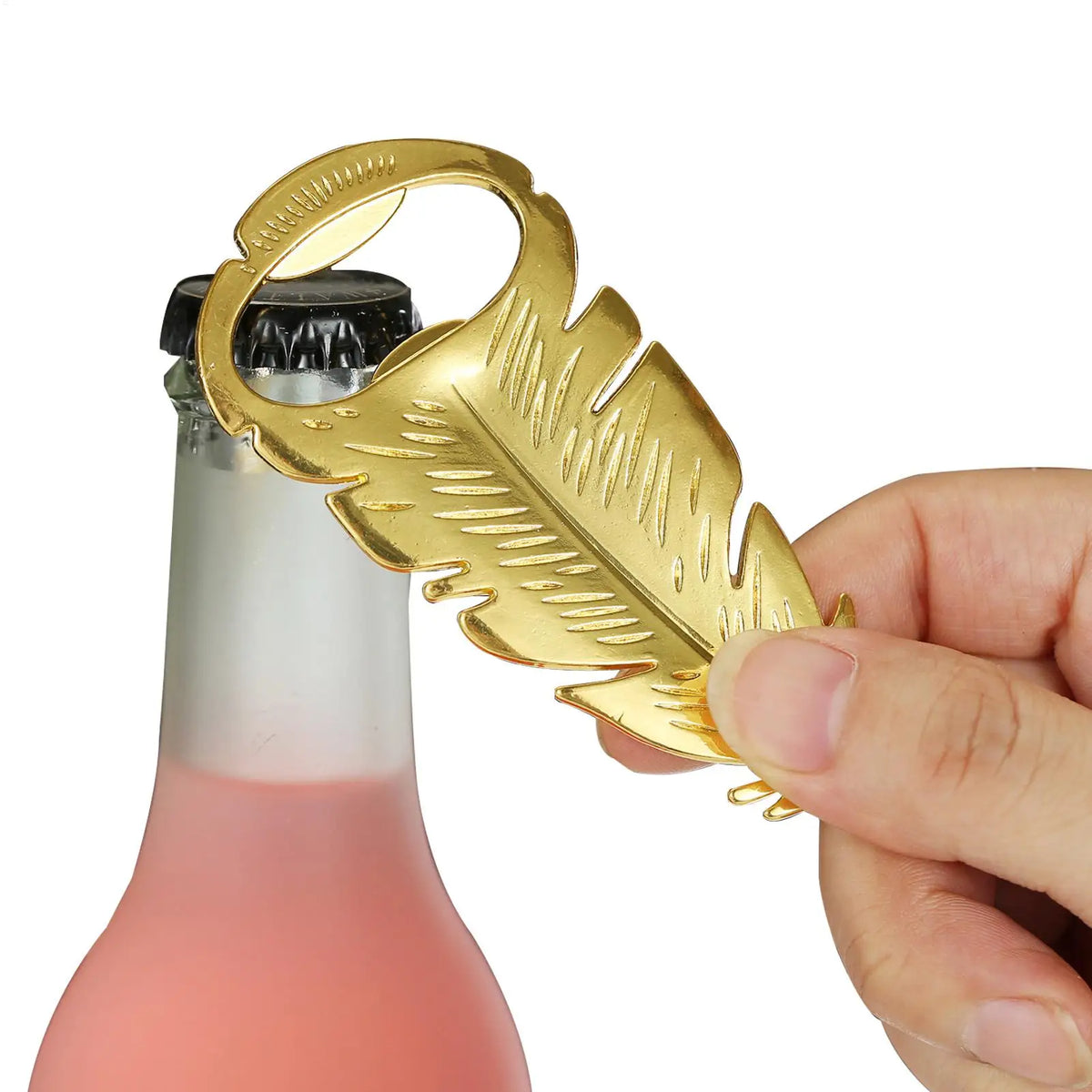 Golden Feather Bottle Opener – Portable Zinc Alloy Bar Tool
