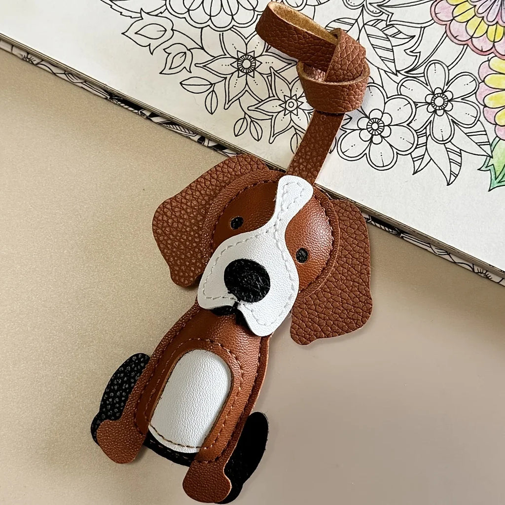 Border Collie Dog Keychain – PU Leather Puppy Bag Charm