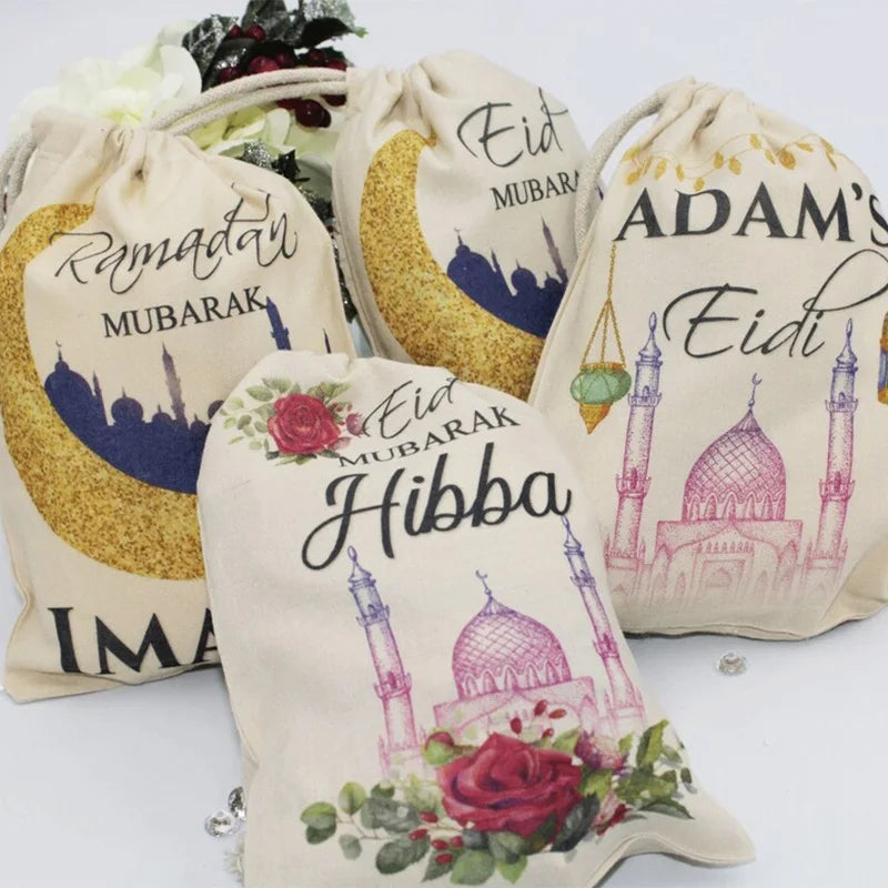 5-Pack Personalised Eid Mubarak Gift Bags | Custom Name Eidi