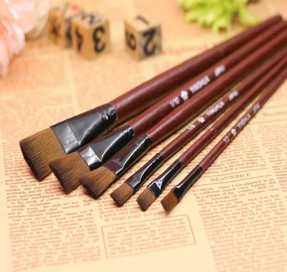6-Piece Artist Paint Brush Set – Acrylic, Oil & Watercolor Nylon