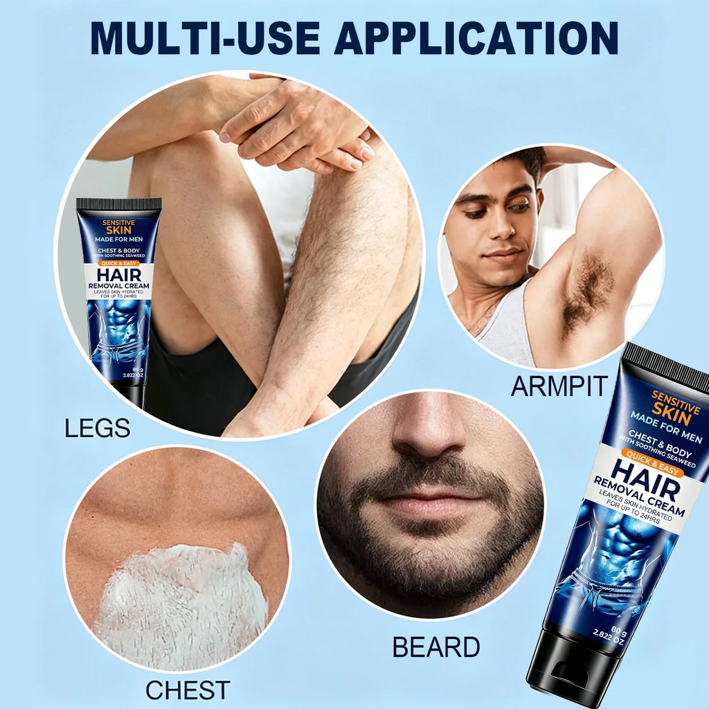 Men's Hair Removal Cream – Seaweed & Ginseng Formula, 80g