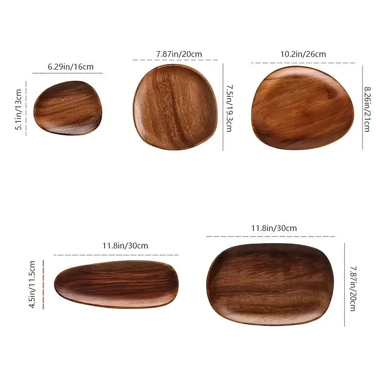 KEMORELA Solid Wood Oval Serving Plate – Sushi, Fruit & Tea Tray