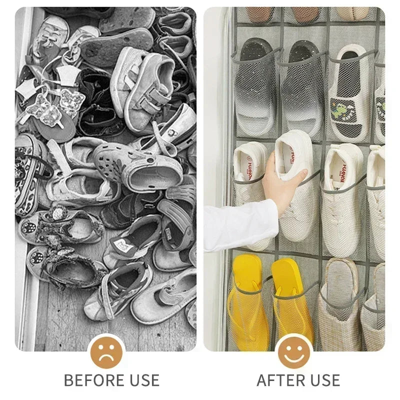 Over Door Shoe Rack 24 Large Mesh Pockets Hanging Organizer Closet