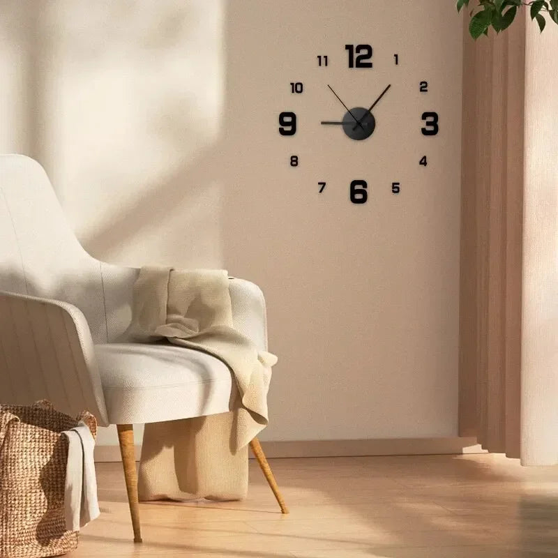 3D Frameless Acrylic Wall Clock – Large Silent Home Decor