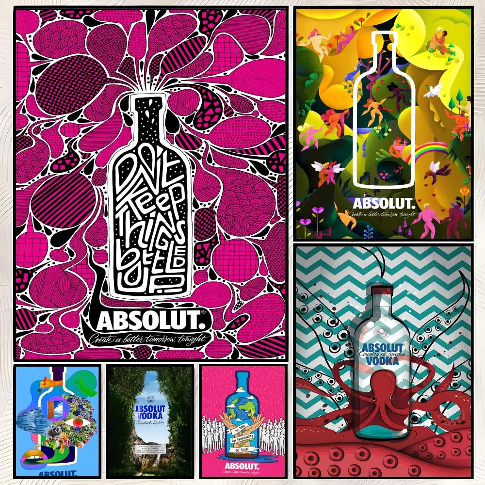 Absolut Vodka Wall Art Poster – Self-Stick HD Waterproof Decor