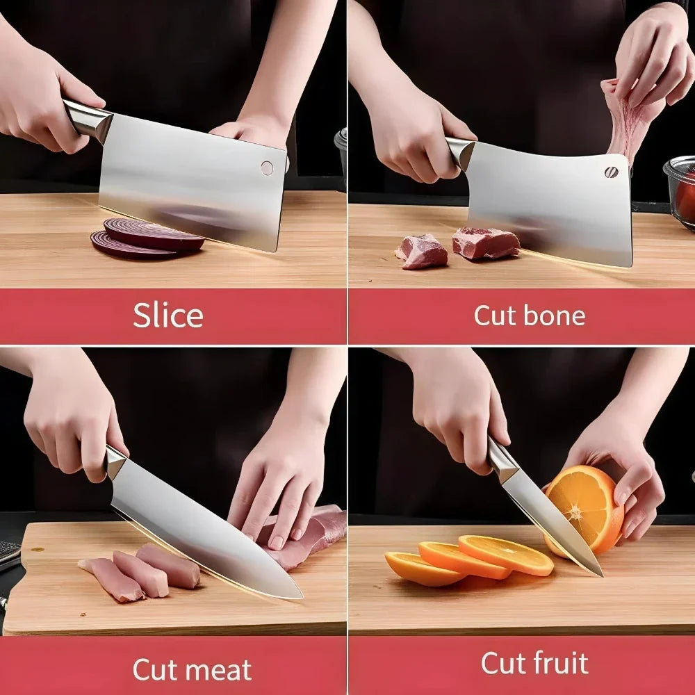 PLYS Kitchen Knife Set 7 & 14 Pc – Stainless Steel + Board