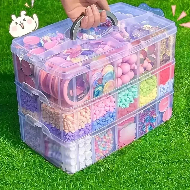 Stackable 3-Tier Plastic Storage Box Adjustable Compartment Toy