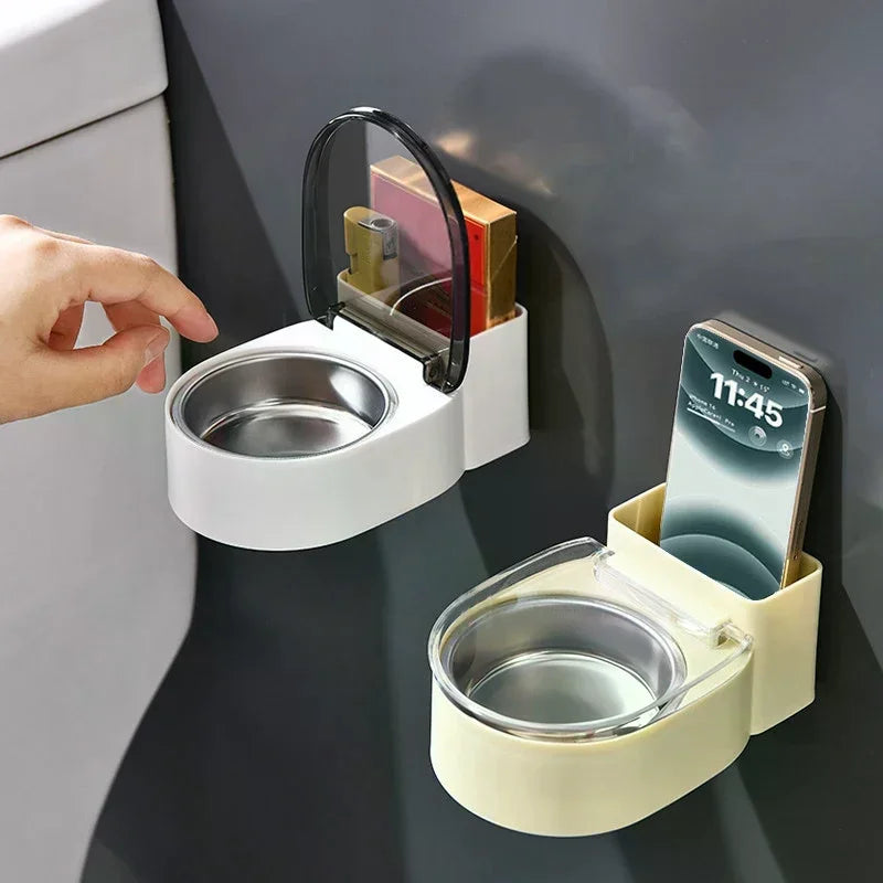 Wall-Mount No-Drill Stainless Steel Bathroom Ashtray Box
