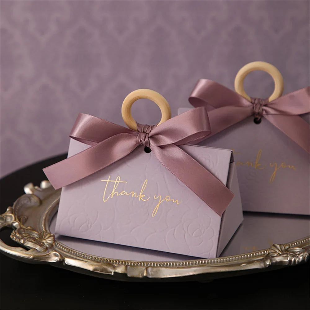 Large Triangle Shape Paper Bag Packaging Box Handles Wedding Gifts