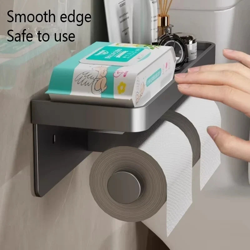 No-Drill Wall-Mounted Aluminum Toilet Paper Holder