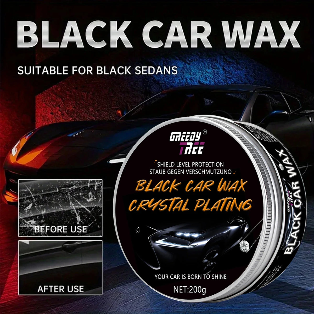 Black Car Ceramic Wax – UV & Scratch Protection Coating