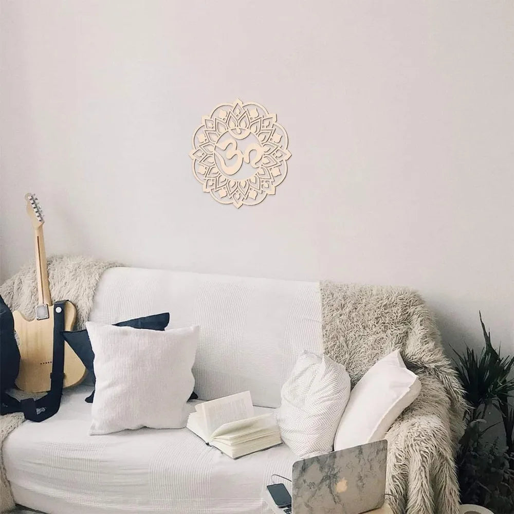 12-Inch Om Aum Sanskrit Wooden Wall Art | Sacred Geometry Decor