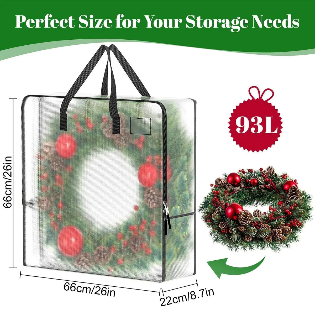 5-Pack Clear Christmas Wreath Storage Bags | Garland Organizer