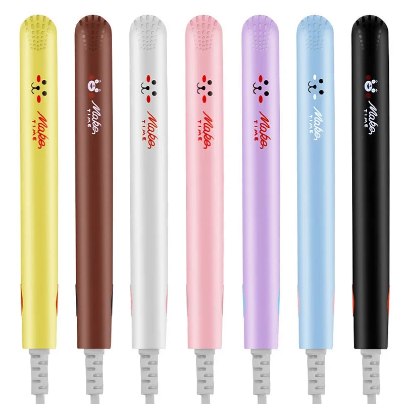 Mini 2-in-1 Ceramic Tourmaline Hair Straightener & Curler Flat Iron