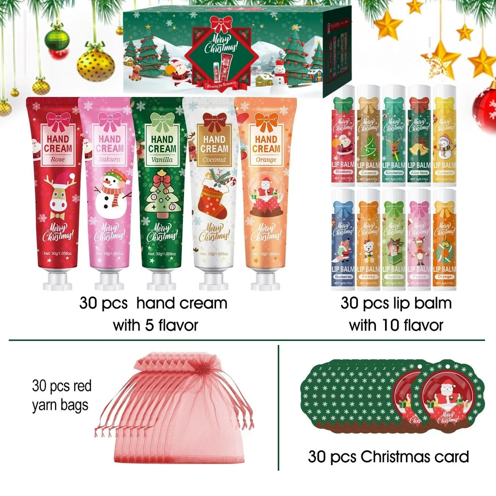 120PCS Christmas Gift Set – Lip Balm, Hand Cream & Gift Bags