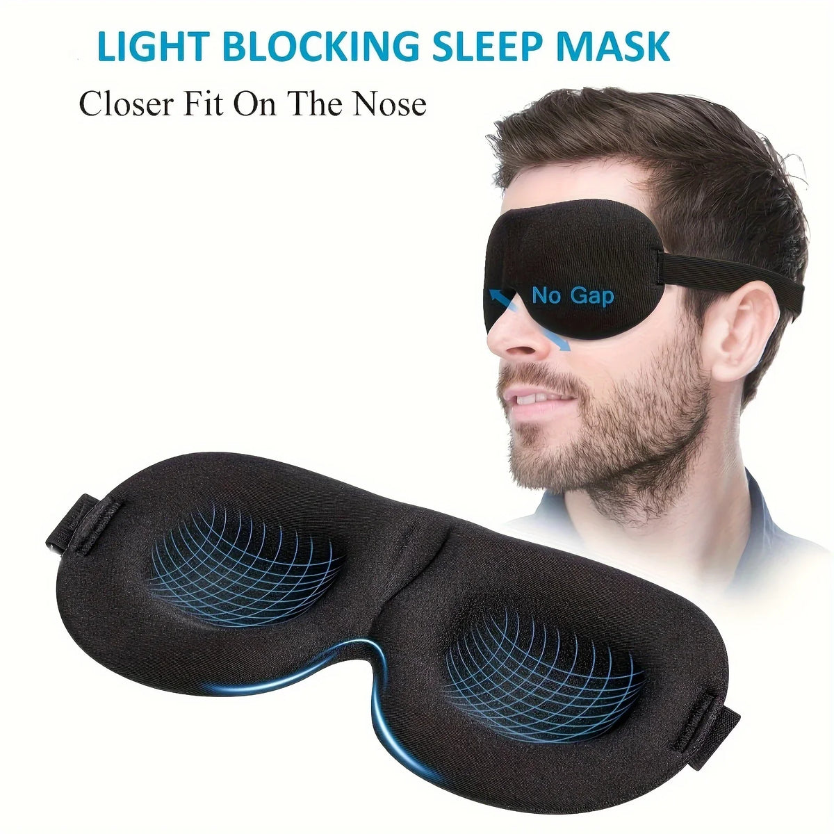 Unisex Sleep Mask 3D Light Blocking Eye Comfortable Polyester Ideal