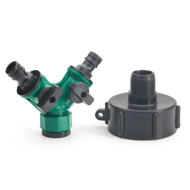 2-Way Y-Shape Garden Hose Splitter with Switch | Pipe Adapter