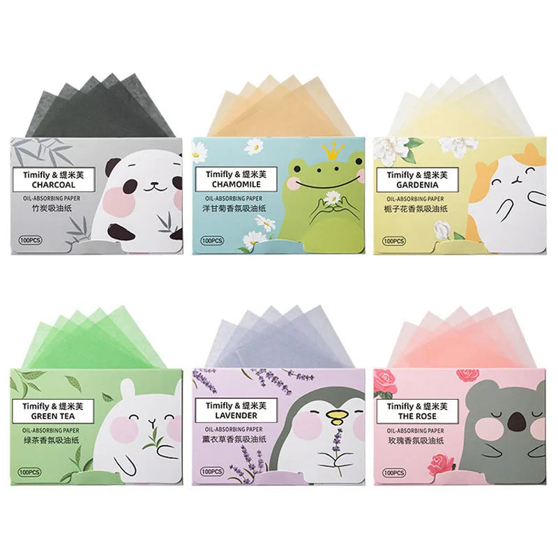 100-Pack Fragrance Facial Oil Absorbing Sheets for Women