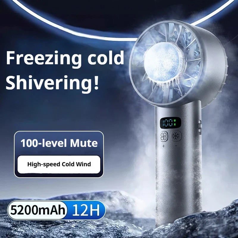 HOMEFISH Handheld Fan USB Rechargeable 100-Speed 5200mAh LED