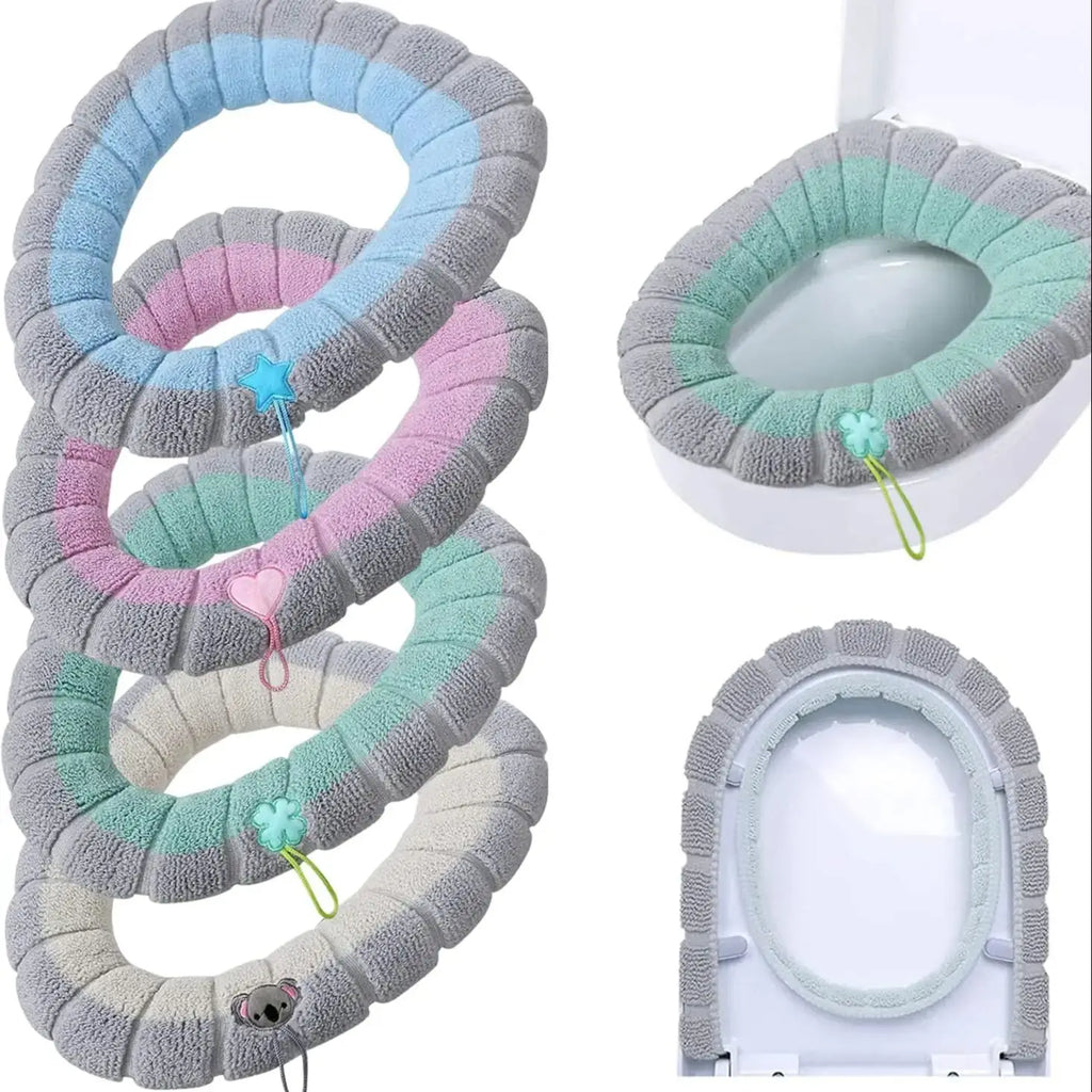 Soft Knitted Toilet Seat Cushion Cover – Warm, Washable, Universal