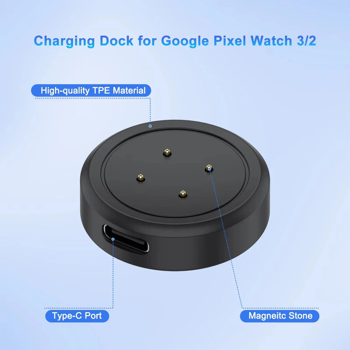 Google Pixel Watch 3 & 2 Charging Dock – USB-C & Lanyard