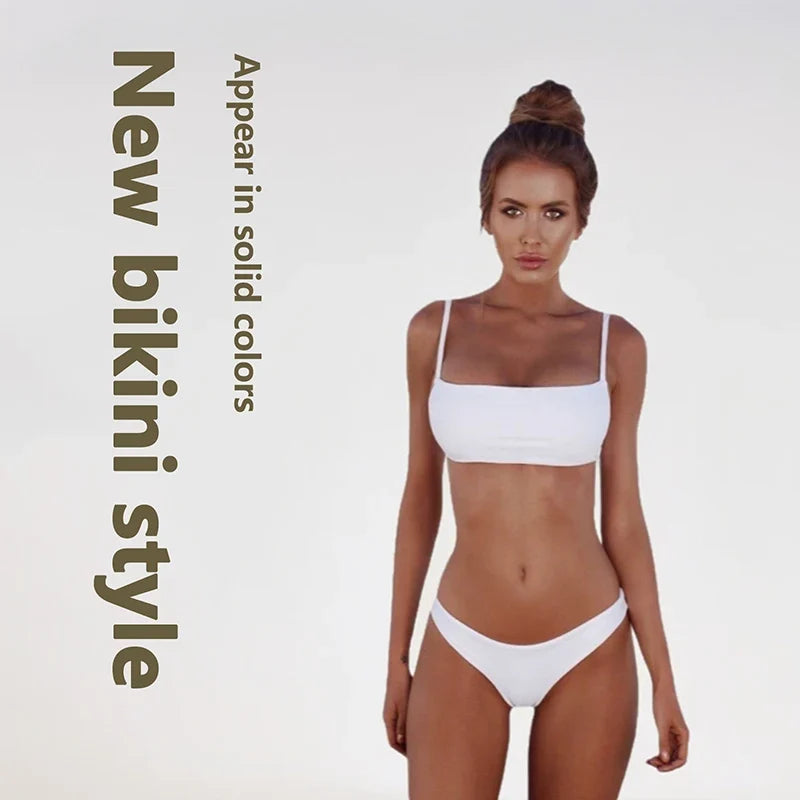 Women's Solid Two-Piece Bikini Set – Underwire Swimwear