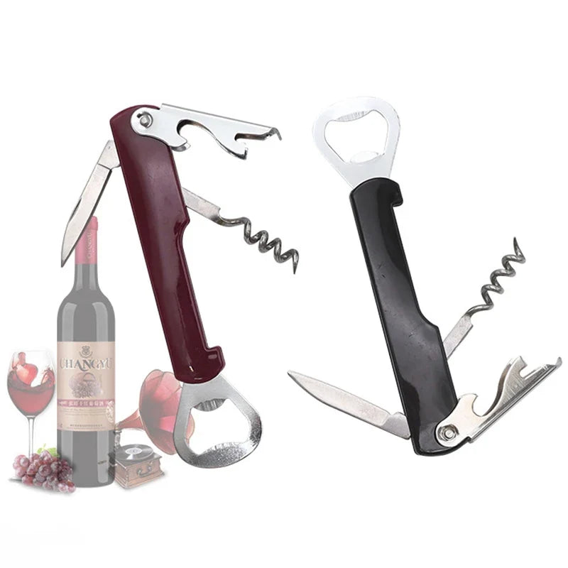 Multi Functional Red Wine Bottle Opener Beer Plastic 4-In-1