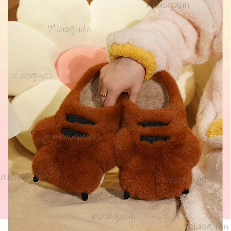 Cartoon Fluffy Plush Slippers – Soft Anti-Slip Indoor Shoes