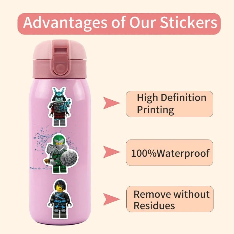 60pc Ninja Waterproof Stickers | Kids Party Favors No Repeat