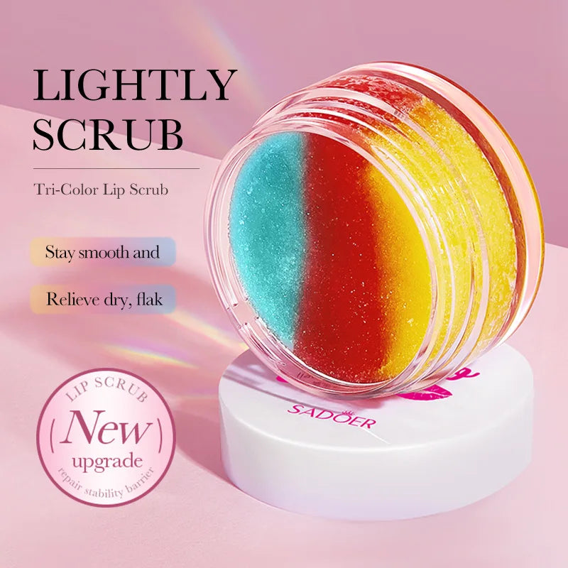 SADOER 3-Color Lip Scrub Cream – Moisturizing & Plumping Balm