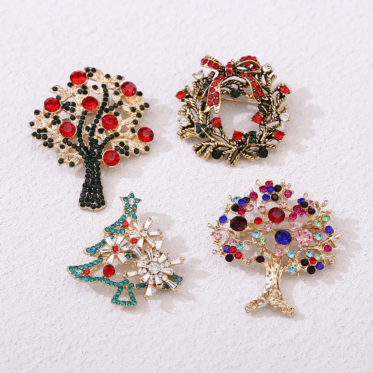Santa Claus Christmas Tree Brooch | Vintage Alloy Pin Badge