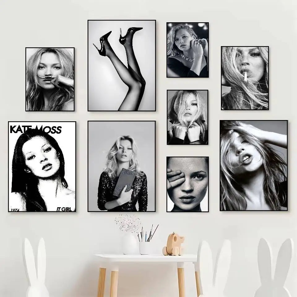 Kate Moss Fashion Art Poster – Self-Adhesive Waterproof Wall Decor