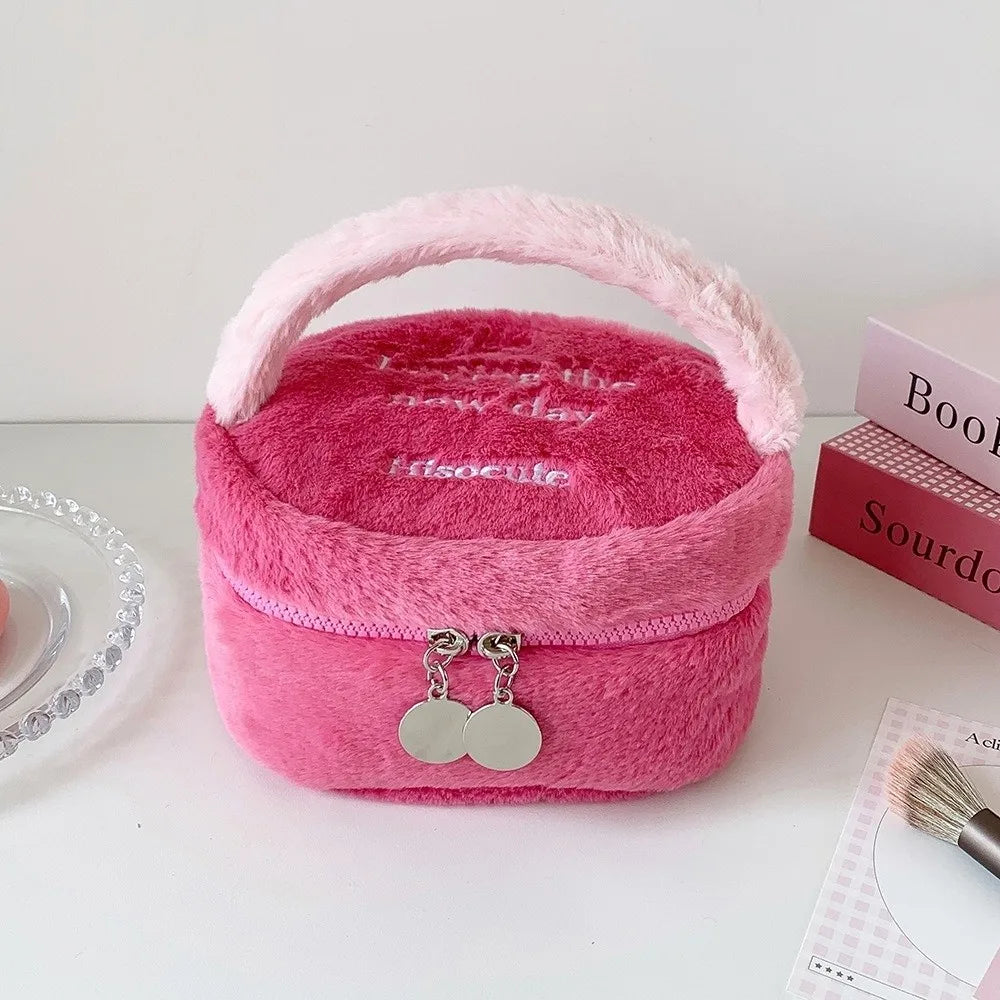 Plush Cosmetic Bag – Travel Makeup & Toiletry Organizer Pouch