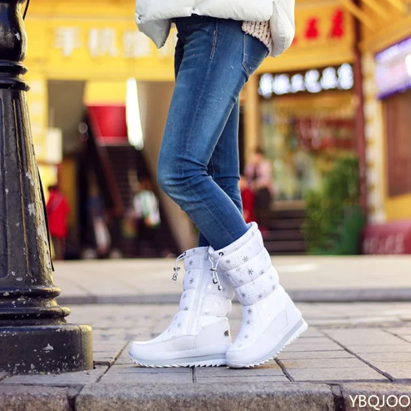 Women's Waterproof Non-Slip Plush Mid-Calf Snow Boots