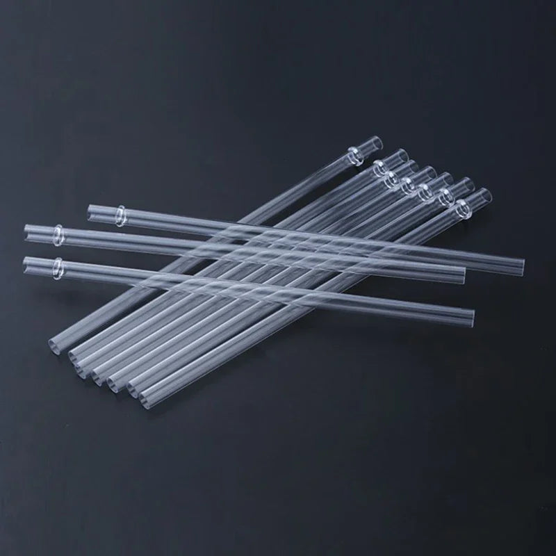 10-Pack White Glitter Reusable Straws 9-Inch BPA-Free Plastic
