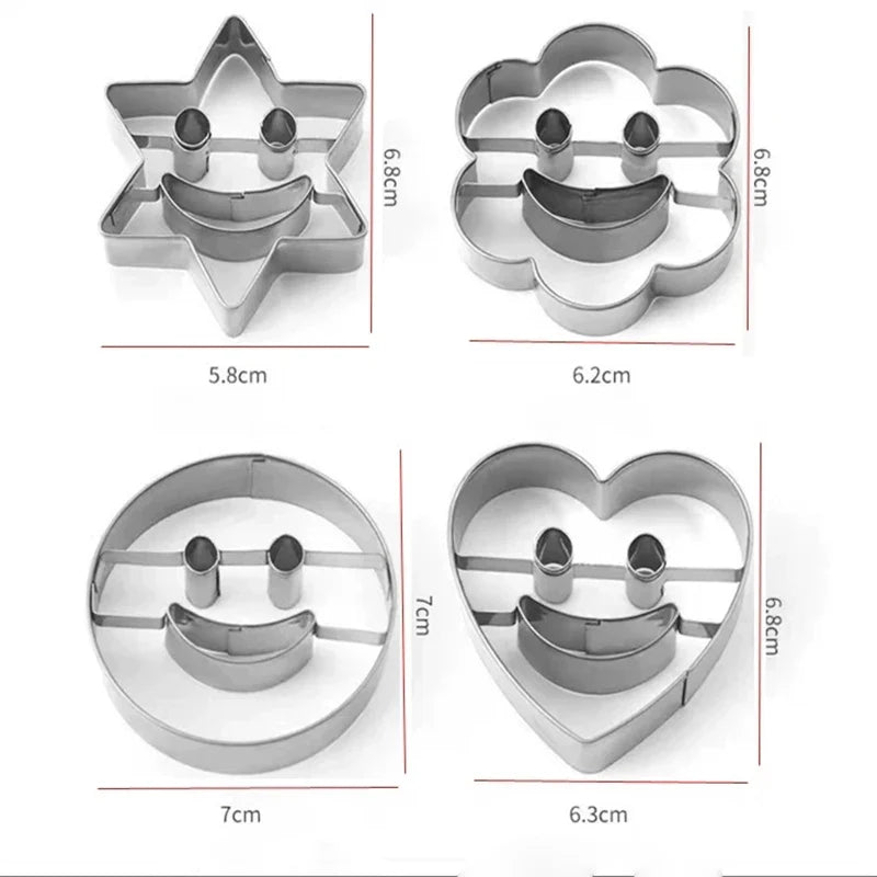 4-Piece Smiling Face Cookie Cutters | Stainless Steel Baking Set