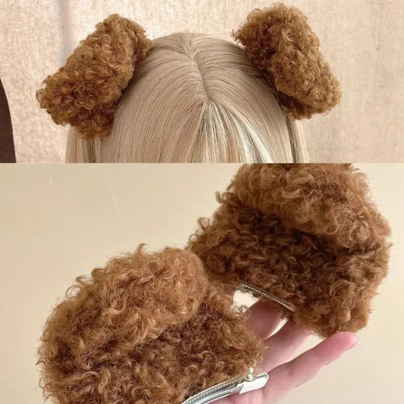 Kawaii Puppy Ears Plush Hair Clips – Cute Barrettes for Girls